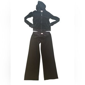 Y2K vintage Juicy Couture elegant Black Velour tracksuit pants m jacket l